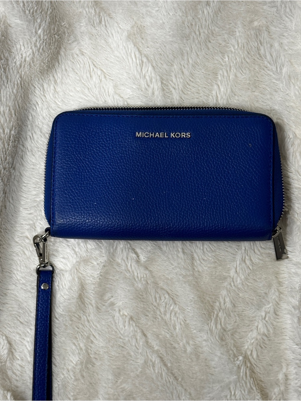 Michael Kors Cobalt Blue Zip Wallet Wristlet